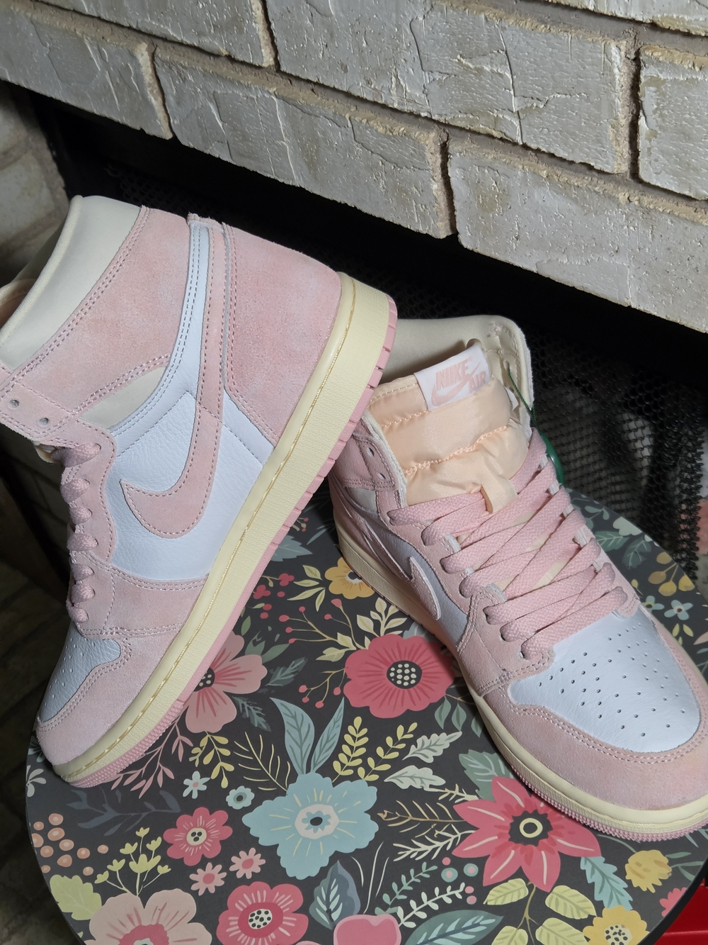 Brand New AJ1-high Sneakers In Pink, White and Cream